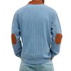Men's Corduroy Stand Up Collar Sweater Casual Top with Chest Zipper Pocket and Cuff Patches