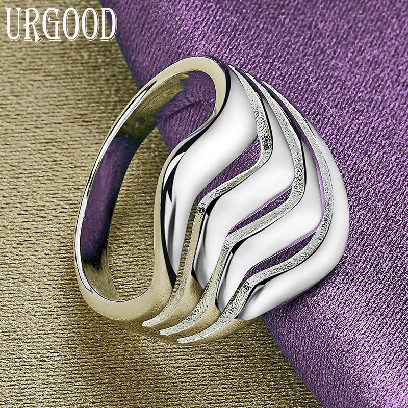 Bague lisse quatre fils en argent sterling 925 Bijoux de mode