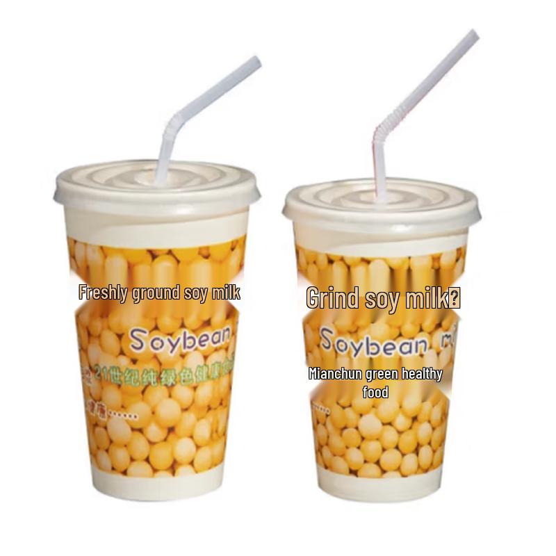 

Disposable Hot Drink Paper Cups with Lids and Straws