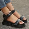 2025Summer Oversized Women's Shoes New Thick Sole Solid Color Sponge Cake Soft Sole Roman Sandals Beach Casual Shoes