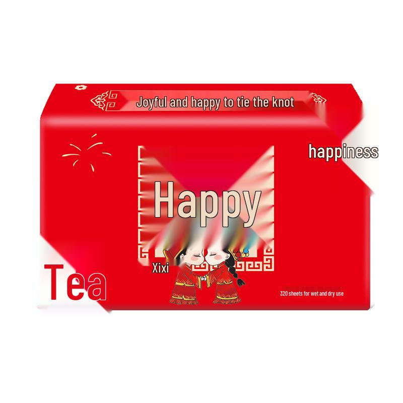 Happy Union Wedding Napkins: Elegant Table Setting & Gift Box Packaging for Banquets and Celebrations