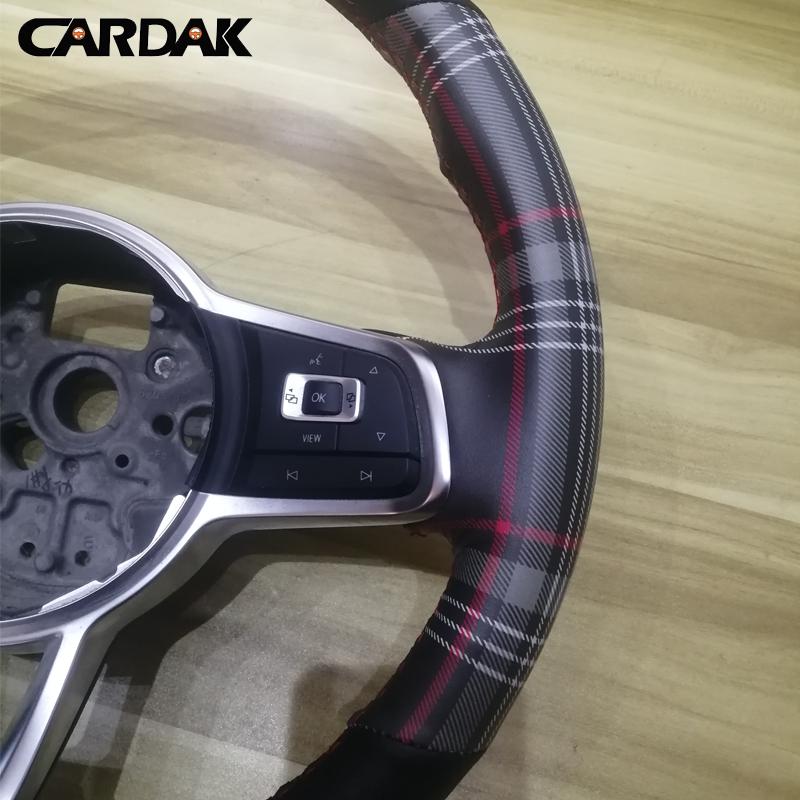 Black Leather New Pattern Lattice Leather Car Steering Wheel Cover for Volkswagen VW Golf R MK7 Golf 7 GTI VW Polo Scirocco