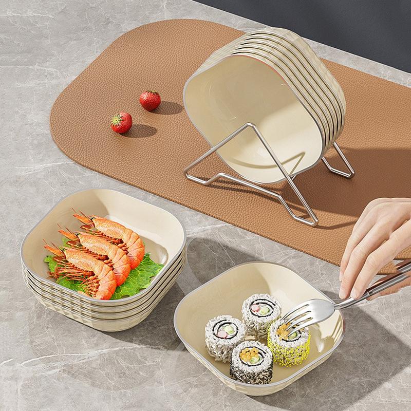 8 pezzi Piatto di plastica Vassoio Piatto da frutta e dessert Piatto per contorni domestico Piatto per insalata di verdure Ciotola per pasticceria Set di posate