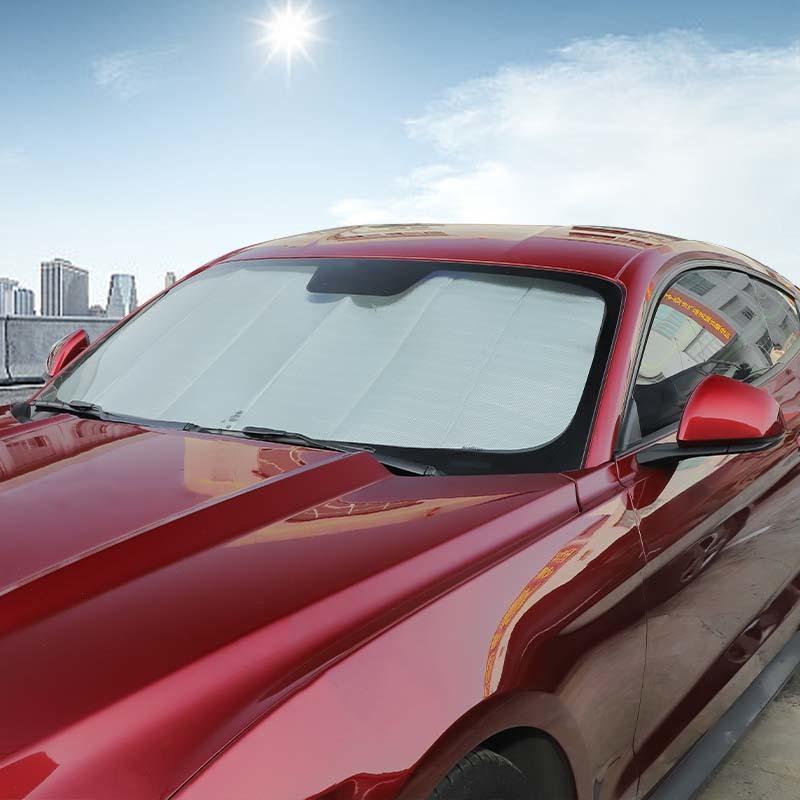 Bil Frontrute Solskjerm Vindusskjerm Sammenleggbar Solskjerm Deksel Passer til Ford Mustang 2015 og oppover Biltilbehør
