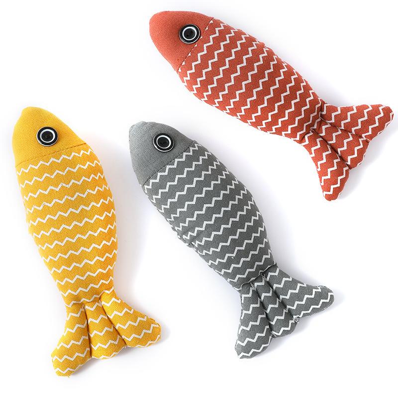 Cat Toys, Huge Linen Fish for Teasing Cats, Self-entertainment, Chewing and Grinding Teeth Cat, Mint Fish, Wavy Cloth Fish Cat Toys