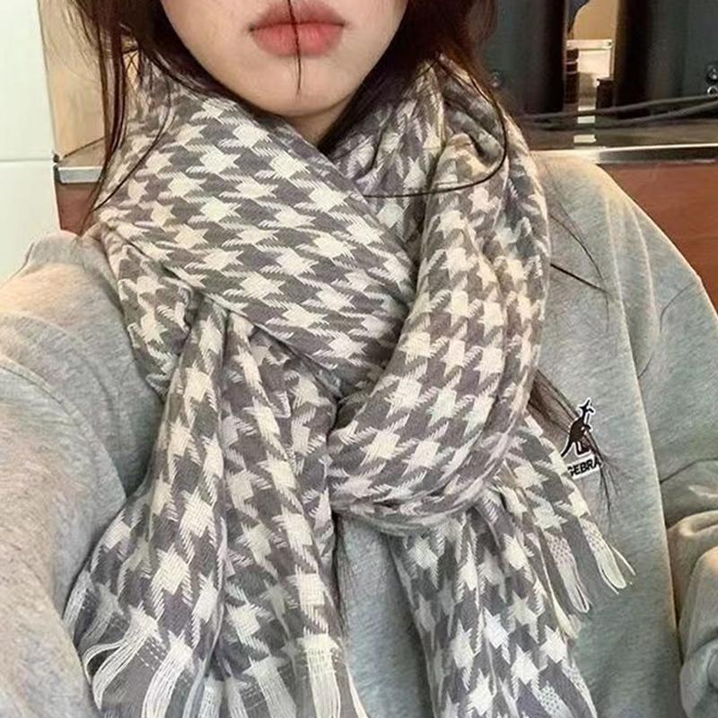 

Новый осенне-зимний шарф-сетка «Тысяча птиц» для женщин в корейском стиле, утолщенный, теплый и универсальный, вязаный в сетку B