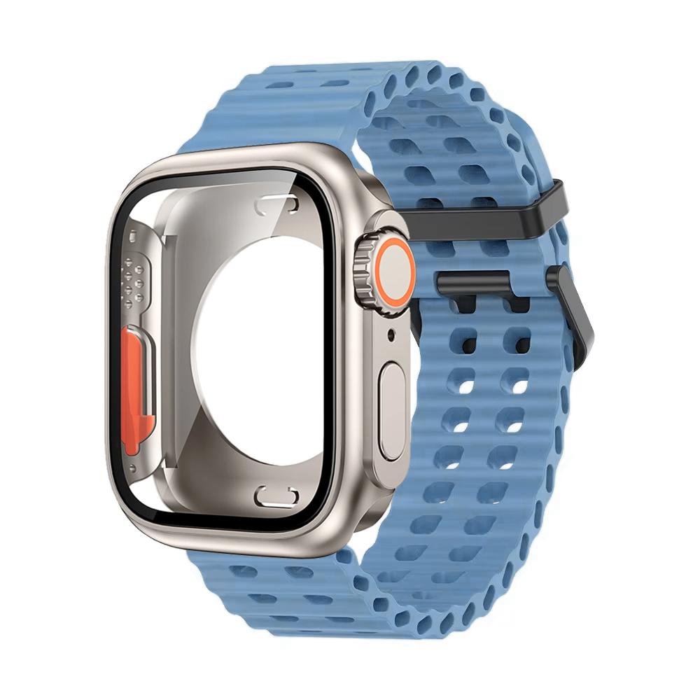 Ocean Silicone Strap+PC Case For Apple Watch Band  Series 11 10 46mm Metal Buckle Sports Bracelet Wristband iWatch 9 8 7 6 5 SE