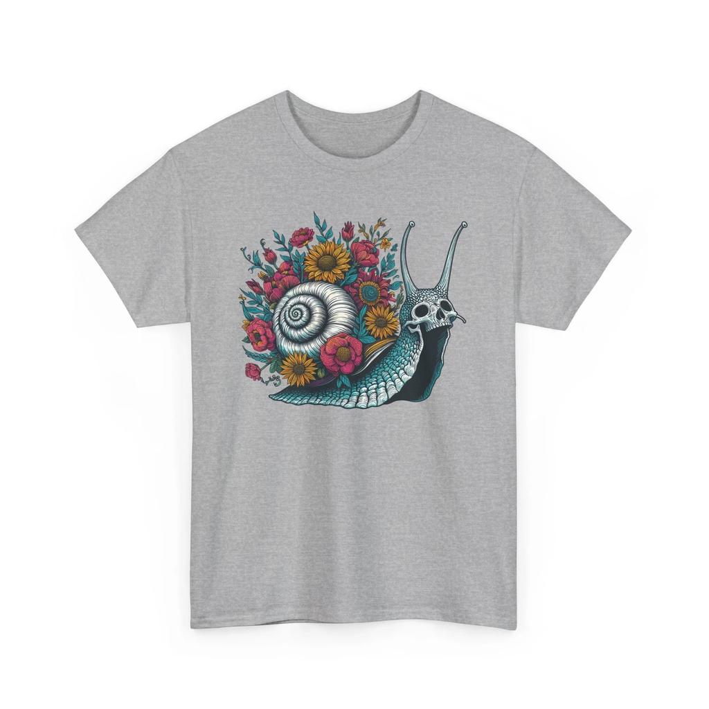 HOT SALE Artistic Grotesque Horror Snail Skull Tshirt Floral Halloween Pattern Tshirt Soft Roundneck Tee Streetwear Style