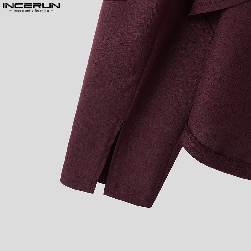 INCERUN Men Long Sleeve Short Blazer Thin Coats Irregular Cropped Tops