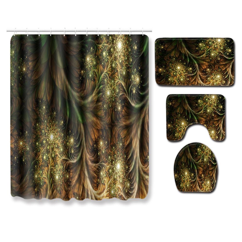 

Крутой узор Занавеска для душа Коврик для пола Комбинация Набор из четырех предметов Ванная туалет Ковер Коврик для ног 45*75