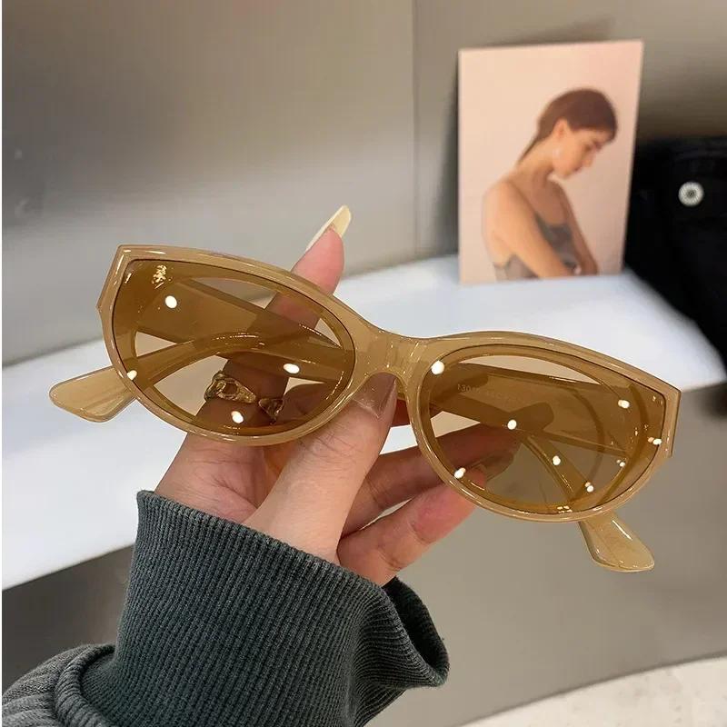 Cat Eye New Oval Sunglasses Personalized Vintage Fashion Trendy Female Shades Popular Brand Designer Eyewear For Ladies
