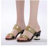2025 Women's Fashion Spring Summer High Heel Sandals Sexy Comfortable Cute Hollow Rhinestone Leather Sandals