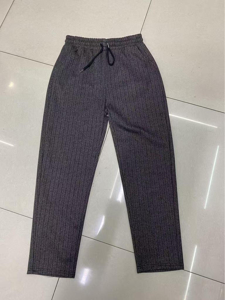 High Waist Plaid Cashmere Wool Trousers for Middle-Aged & Elderly - Slimming, Warm, and Stylish