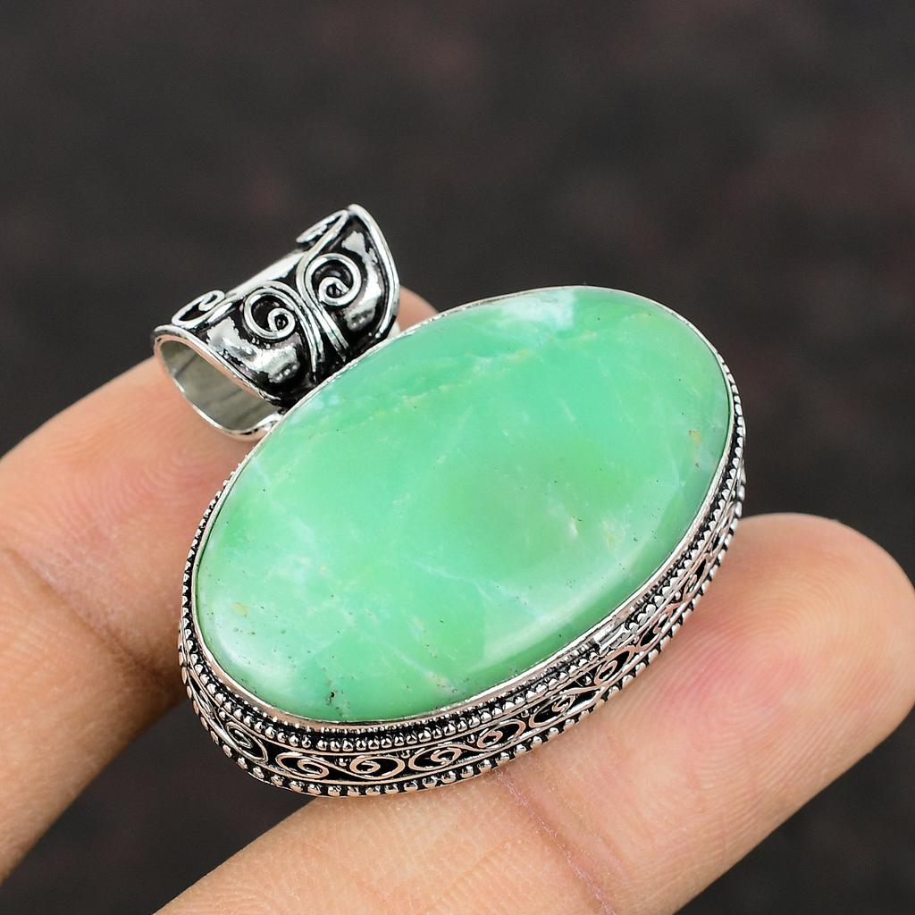 Krysopras Anheng 925 Sterlingsølv Anheng Håndlagde Smykker Vintage Anheng Ekte Edelstenssmykker Statement Anheng Jubileumsgave