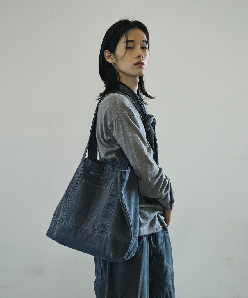 Scrattle_Pixel Vtg Dust Washed Tote Bag [Dark Blue]