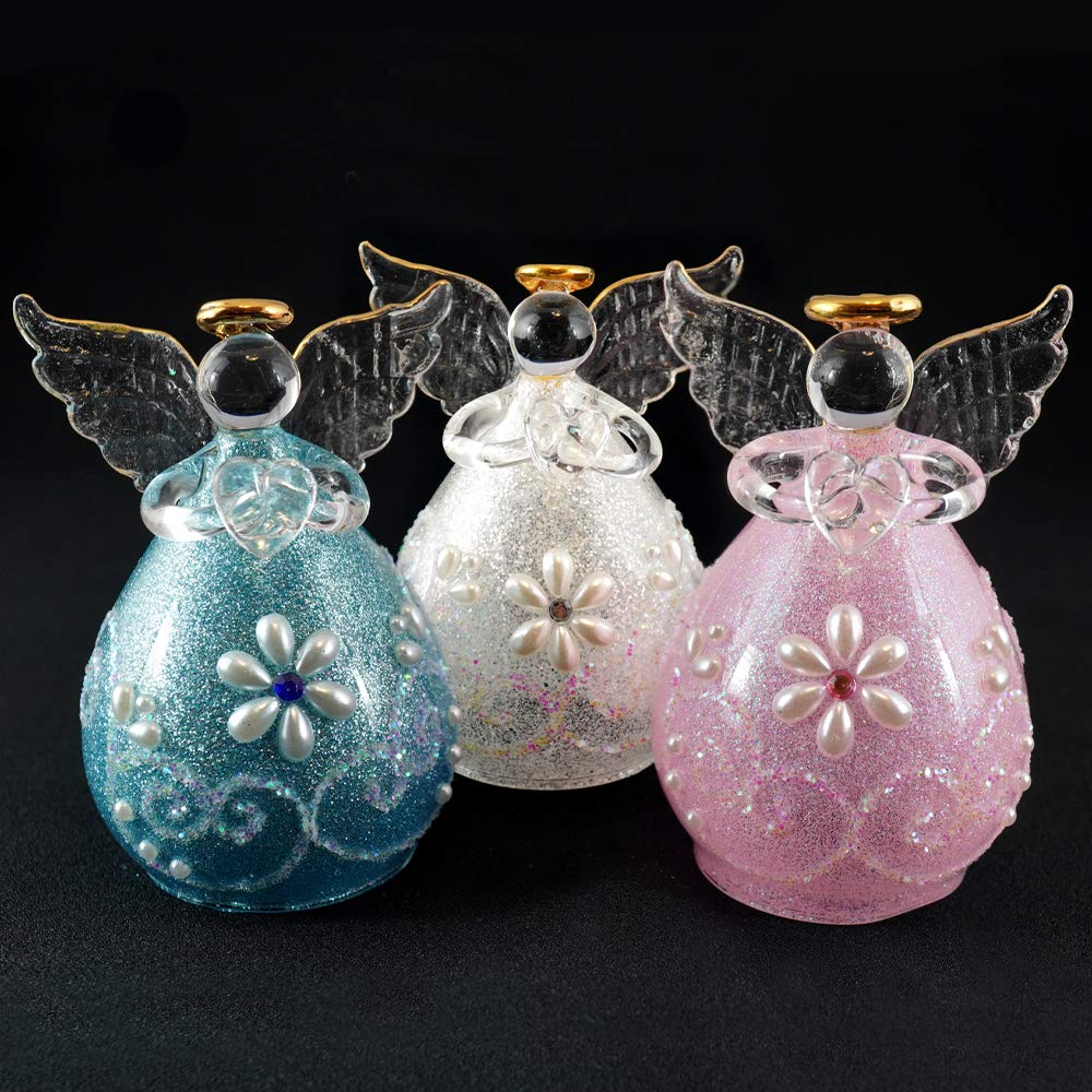 Four Cart Cute Handmade Glass Champagne Angel Bells (Set of 6)