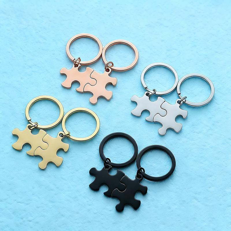 Portachiavi Puzzle in Acciaio Inossidabile con Incisione Laser Colorata - Perfetto per Regali di Festival.