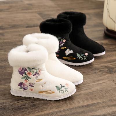 Fashion Fashion Winter Boots Women's Shoes Ethnic Style Embroidered Short Boots Women Warm Snow Shoes Female Antiquity Dance Flat Boot
