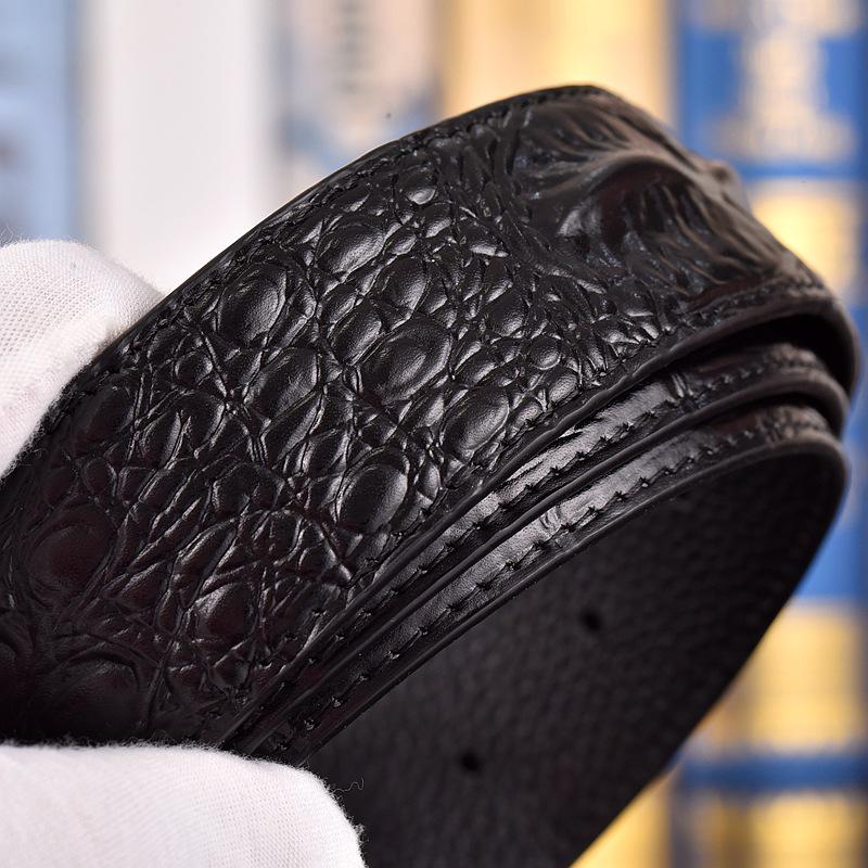 Crocodile Pattern Headless Men's Leather Belt, Perforated Belt Strip, Genuine Top-Layer Cowhide.