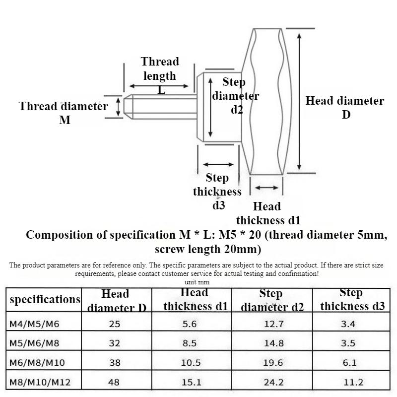 5pcs/set Star Shape Carbon Steel Handle Machine Screw Bolts Hand Knob Screws Bolt Head Thread Clamping Thumb
