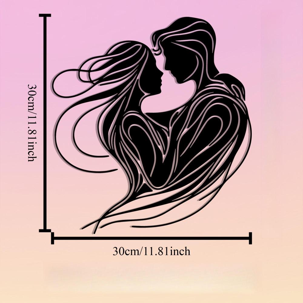 Metal Wall Art Silhouette Minimalist Black White Valentine Christmas Gift Couples
