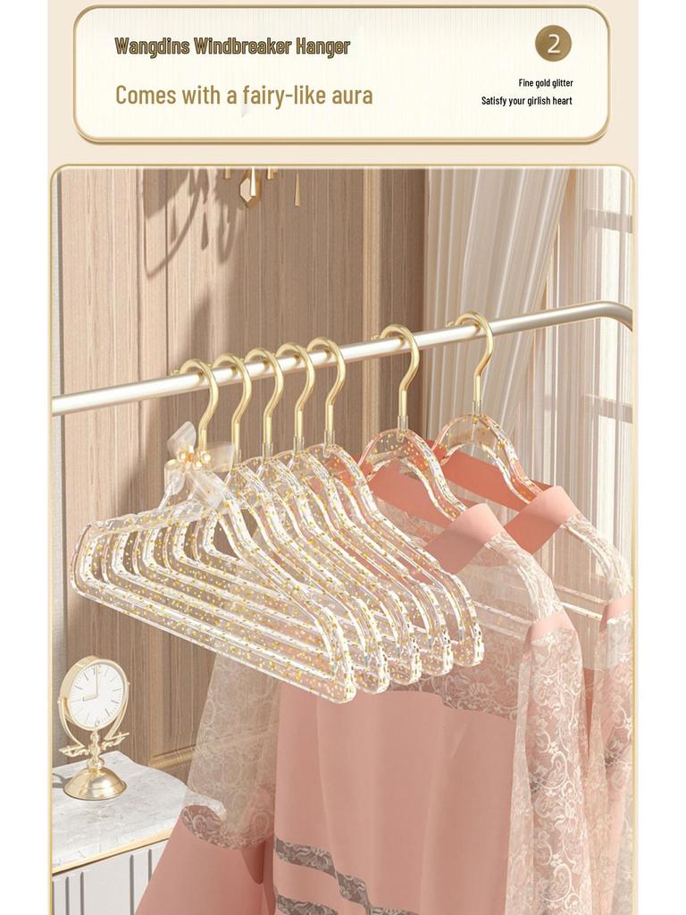 Cute Acrylic Crystal Clothes Hanger for Women's Seamless Clothing - Transparent with Gold Powder