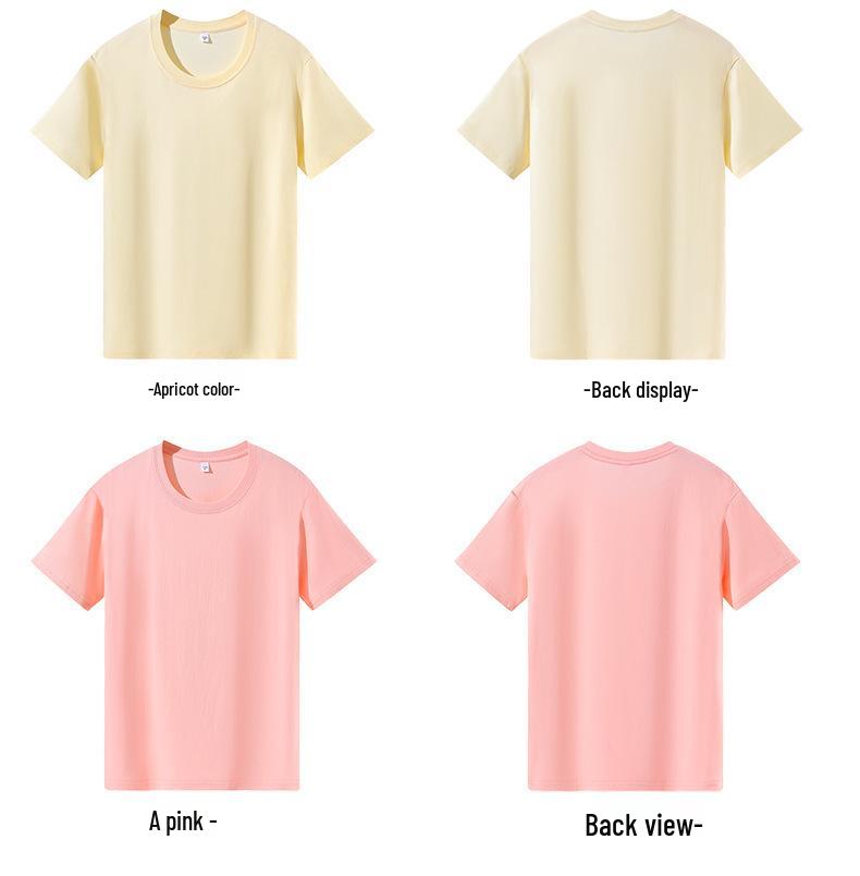 Unisex 180g Combed Cotton Round Neck T-shirt, Short Sleeve, Plain Color, Logo Print, Base Layer Shirt