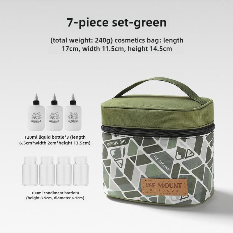 Outdoor Kitchen Seasoning Jar 7-piece Set Portable Spice Container Cookware Set Camping Barbecue and Picnic Sealed Oil Bottle