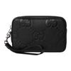 Gucci Clutch de Couro com Fechamento em Zíper e Logo GG Duplo G em Relevo Pequeno Clutch Masculino Preto 802148-AABY0-1000