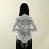 Laven Lace Embroidery Triangle Scarf Hijab Muslim Church Prayer Wedding Mantilla Shawl with Tassels Women White Veil Bandana