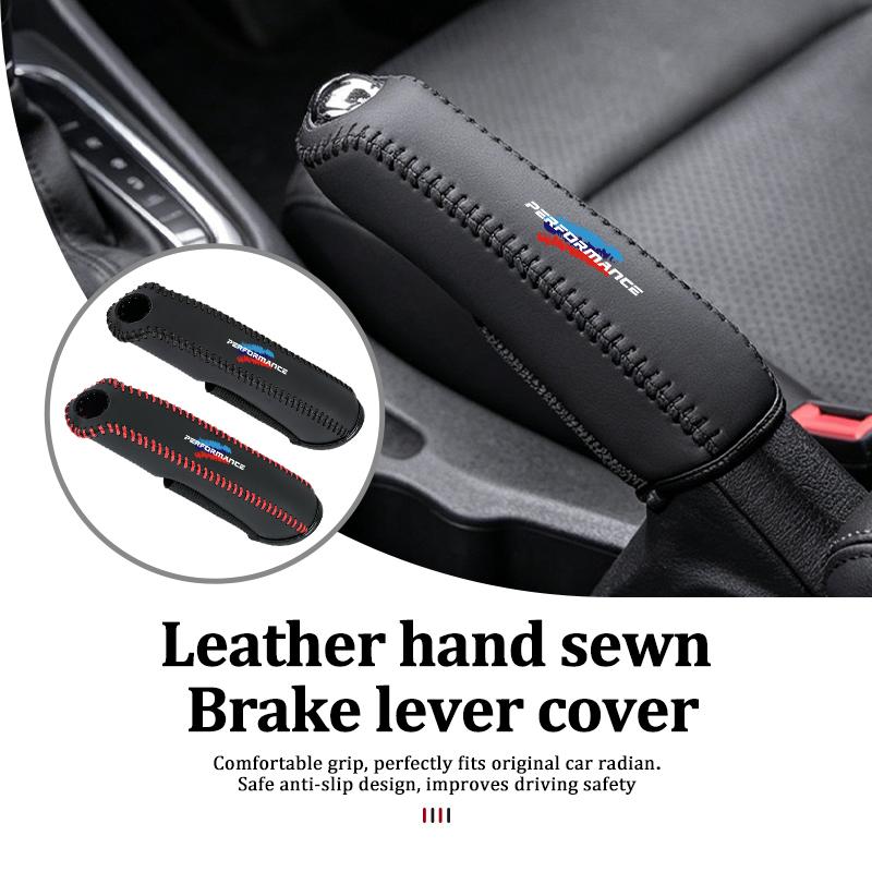 ABP1 Car Handbrake Sleeve Leather Cover Anti-Skid Auto Parking Brake For BMW M Performance E84 F10 F20 F15 F25 iX iX1 iX2 iX3 iX5 iX7