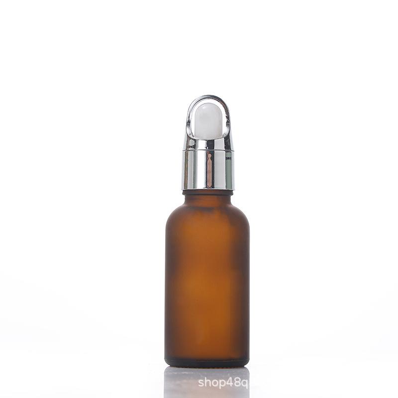 Flacon compte-gouttes en verre ambré dépoli pour huiles essentielles, cosmétiques ou échantillons de voyage