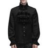 Men's European & American Punk Retro Jacquard Overcoat with Stand Collar and Ruffle Shirt Set (2024)