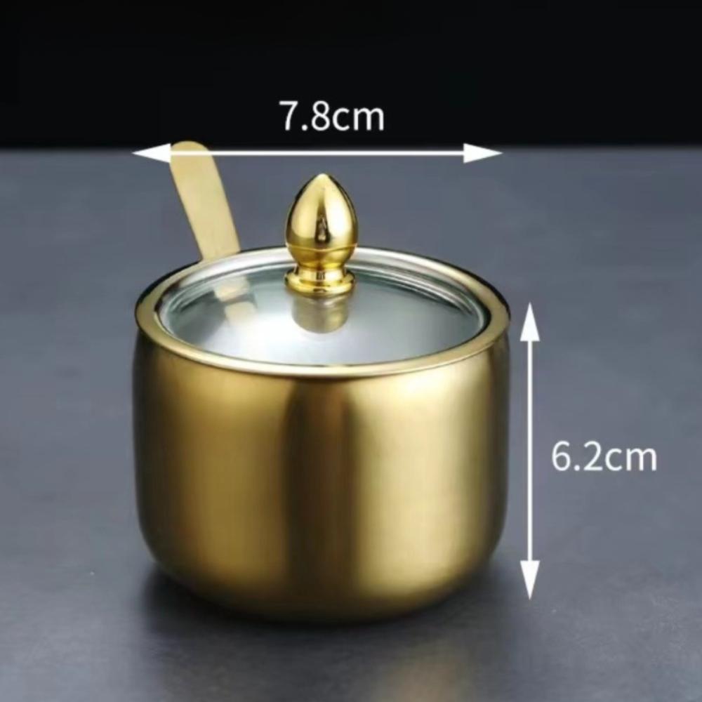 Borcan pentru Depozitare Condimente din Oțel Inoxidabil cu Capac cu Linguriță Borcan pentru Condimente Bol pentru Zahăr de Înaltă Calitate Bucătărie