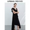 UR 2025 Autumn Elegant Irregular Ruffle Hem Sleeveless Dress