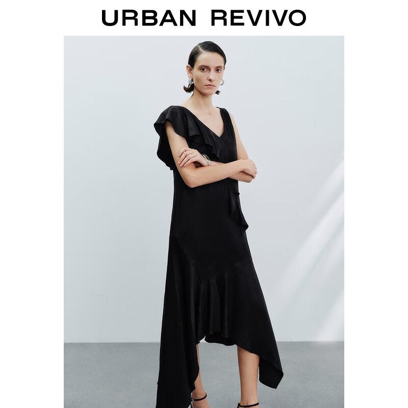 

UR 2025 Autumn Sleeveless V-Neck A-Line Ruffle Dress XL