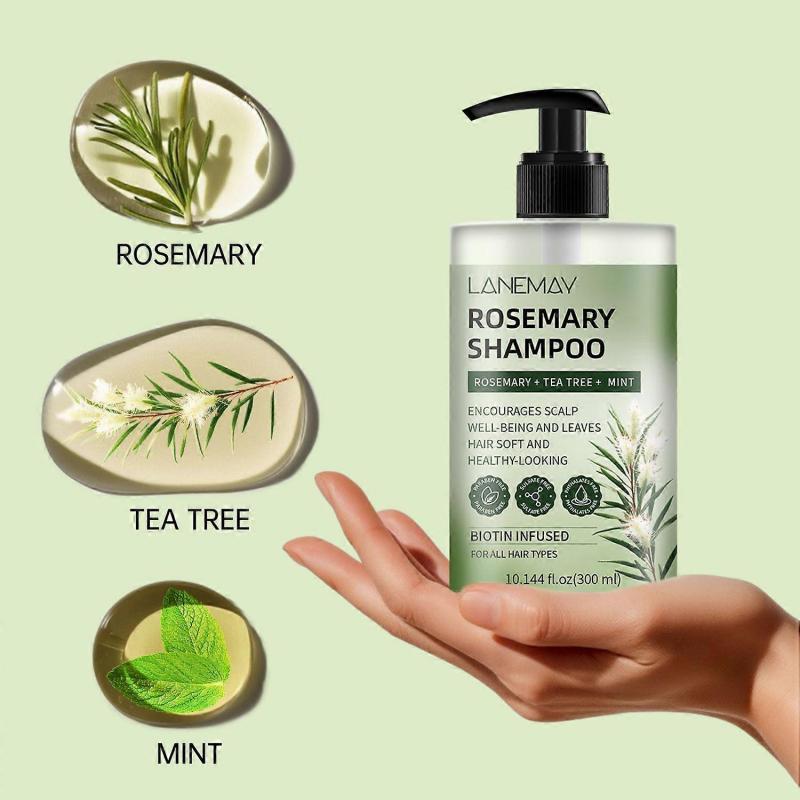 Rosmarin Shampoo mit Teebaum, Minze & Biotin, Kopfhaut-Wellness-Formel für alle Haartypen, Weiches, Gesund aussehendes Haar