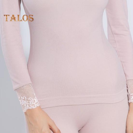 1 Set Damen Thermo-Unterwäsche-Set, Herbst/Winter, Spitze, V-Ausschnitt, Langarm, Hemd, Unterteil, lange Hosen, warme Basisschicht, Top, Leggings