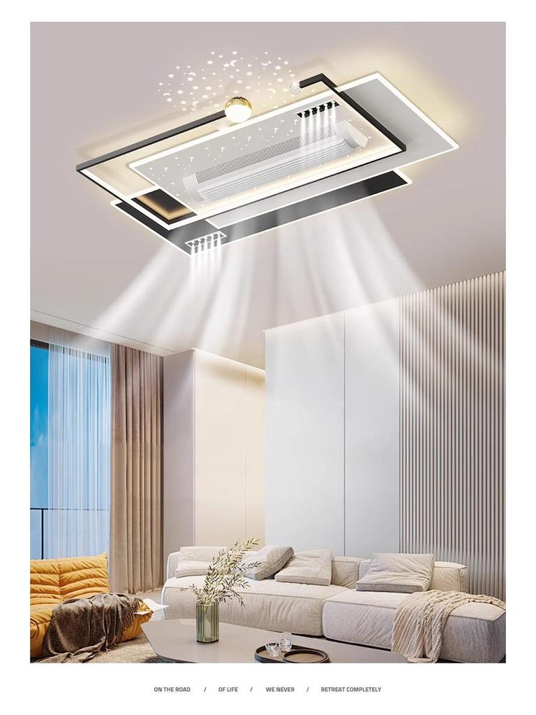 Smart Voice-Controlled Leafless Ceiling Fan Light for Living Room/Bedroom, Tricolor, Stepless Dimming, 110V.