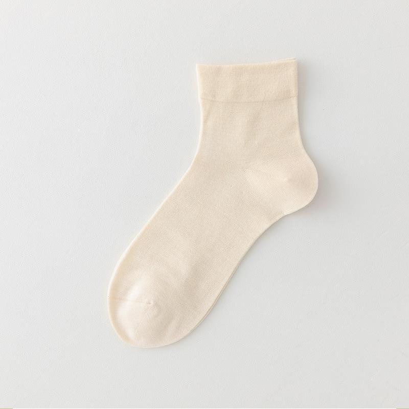 Female Summer Thin Pure Color Breathable Leisure All Match Short Tube Sock