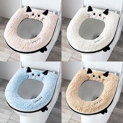 New Cartoon Cat Toilet Seat Cushion Soft Waterproof Zipper Toilet Cover Removable Warm Thickened Toilet Seat Pad Universal