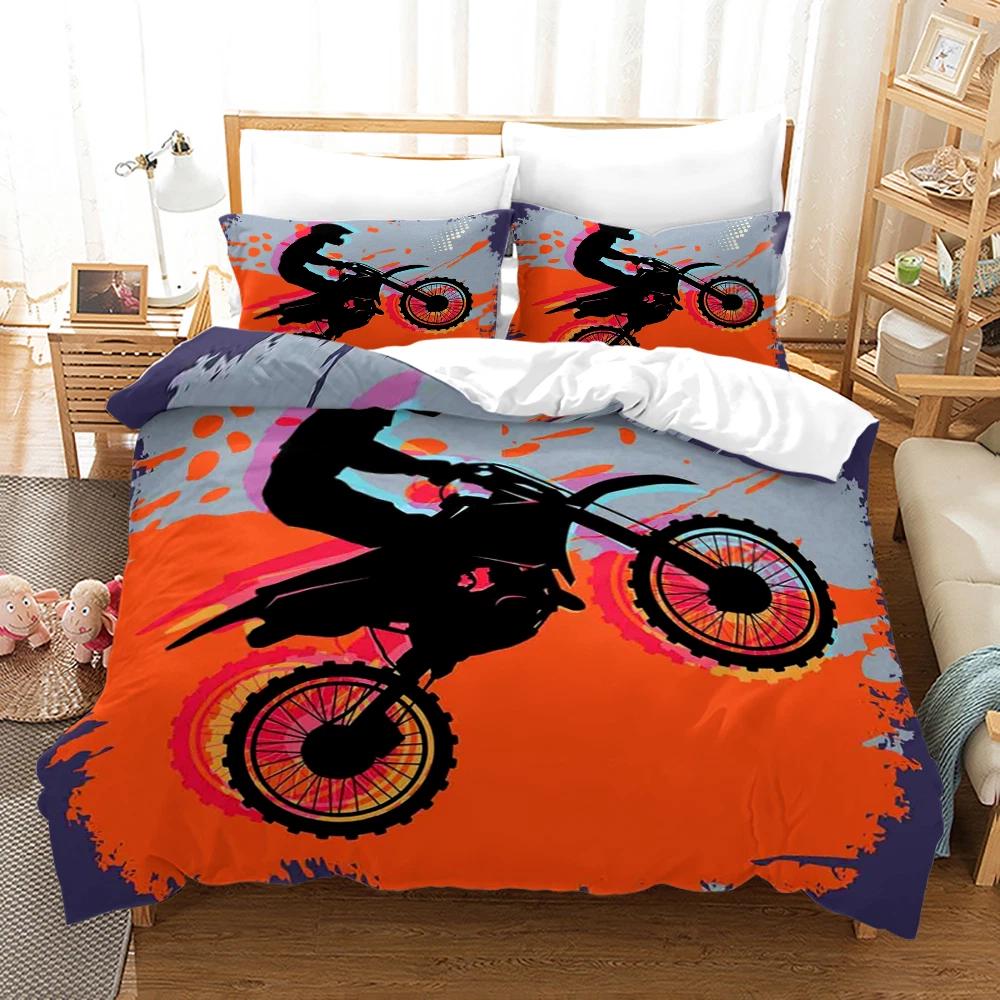 

Vibrant Dirt Bike Motocross Bedding Set – Bold Orange Duvet Cover Set, Perfect Gift for Sports Fans, Fits Twin/Full/Queen/King Size Beds Baby 100x135cm