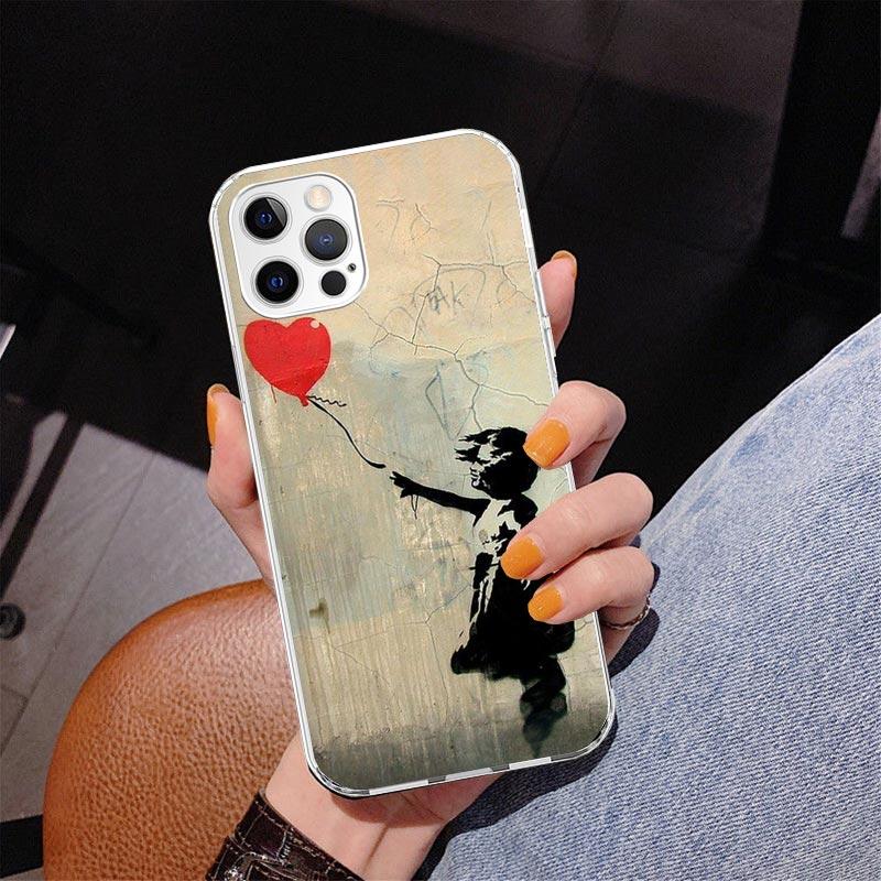 Street Art Banksy Graffiti Phone Case For iPhone 17 Air 16 Pro Max 16E 15 + 14 Plus 11 12 13 Mini 7 8 SE Gift Print Cover Fundas