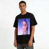 Gradient Purple Braided Anime Girl Print Casual Sweatshirt Trendy Loose Fit Daily Commute Top Pure cotton T-shirt