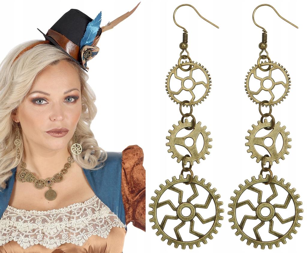 Kolczyki Wiszące Steampunk Koła Zębate Zębatki Karnawał Cosplay Bal 2Szt.