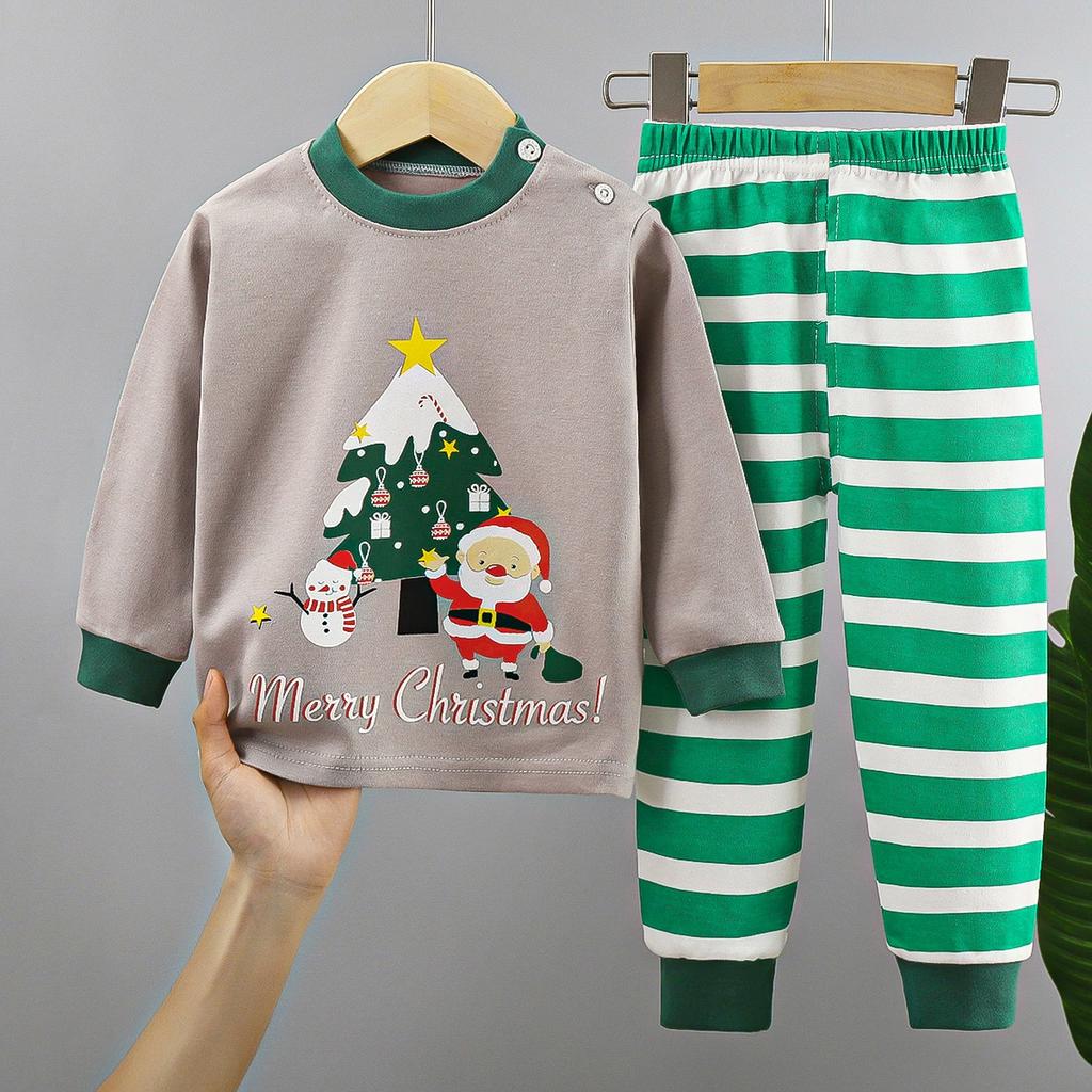 Kids Boys Girls Pure Cotton Pajamas Cute Cartoon Long Sleeve Pyjamas Toddler Baby Autumn Sleepwear Children's Clothing Sets Christmas