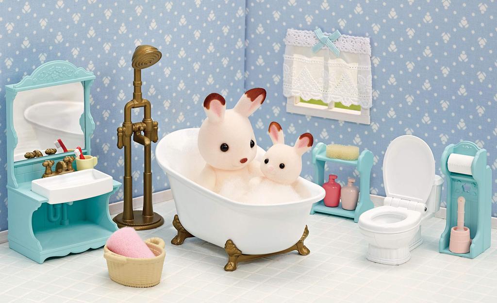 Sylvanian Families Furniture ST Mark Ages 3 and Toy Sylvanian EPOCH [Bathroom Set] SE-200 Certified, Up, Dollhouse, Families,
