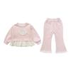 Meng Tang Tang Spring Lace Embroidery Cartoon Hoodie Two-Piece Set for Baby Girls