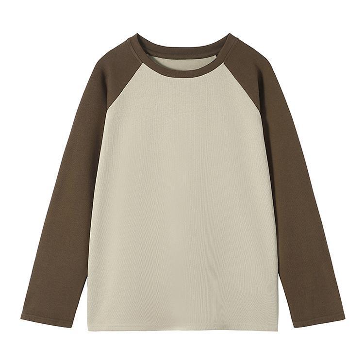 Herbst 2025 Colorblock Raglanärmel Langarmshirt – Lockere Patchwork-Basisschicht für Herbst/Winter.
