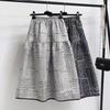 Korean Jacquard Ruffled Midi A-line Skirt for Women - Retro Slimming with Large Hem